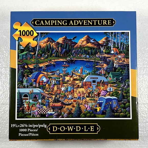 Dowdle Folk Art Jigsaw Puzzle CAMPING ADVENTURE 1000 piece Collectible - Picture 1 of 3